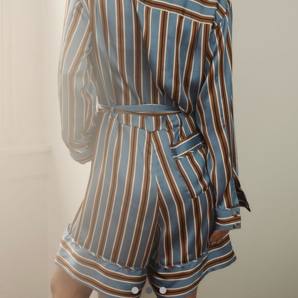 By Anthropologie belted pajama romper NWT X-small - Picture 2 of 5